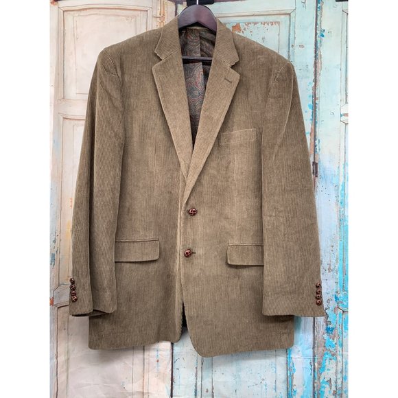 Lauren Ralph Lauren Mens Sports Coat 44L Corduroy Tan